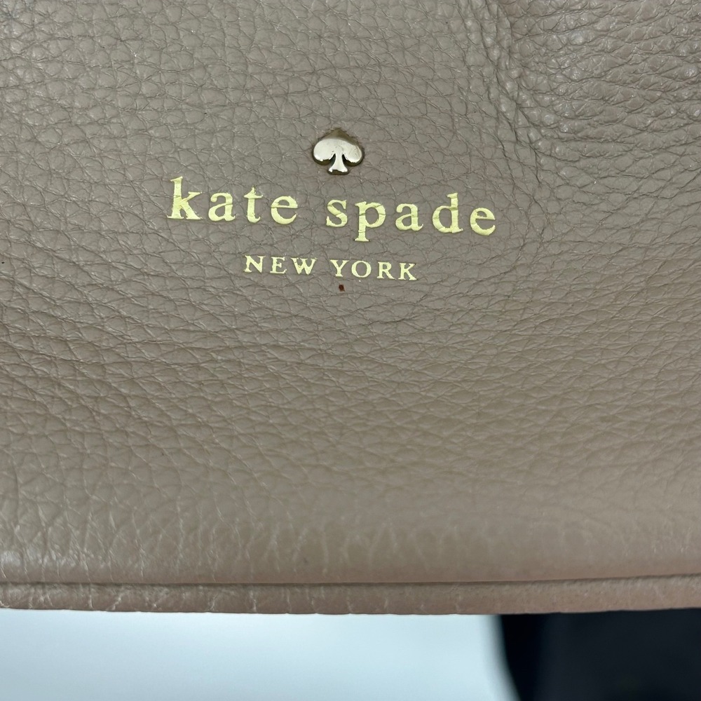 Kate Spade New York Pebbled Leather Bow Satchel Crossbody Taupe Bag - Picture 2 of 9